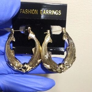 Women's Stunning Gold tone Hoop Design Drop Light Earrings,  1.75-inch drop #3